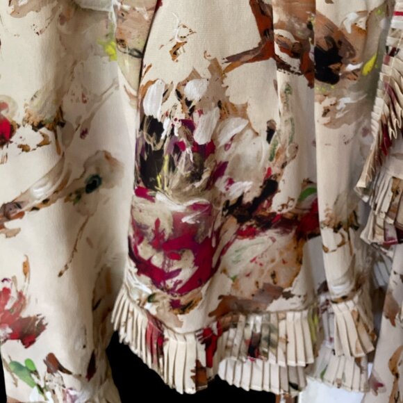 Tomas Maier Pre-Fall 2017 Vogue Collection Floral Silk Blouse Women's 8 Beige Re - Picture 3 of 6